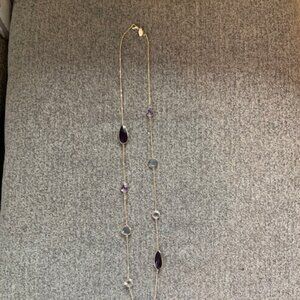 Loft - Gold chain with purple/gray stone details.